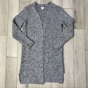 SOLD J Crew Womens Long Grey Sweater size XS Duster Cardigan Open Front